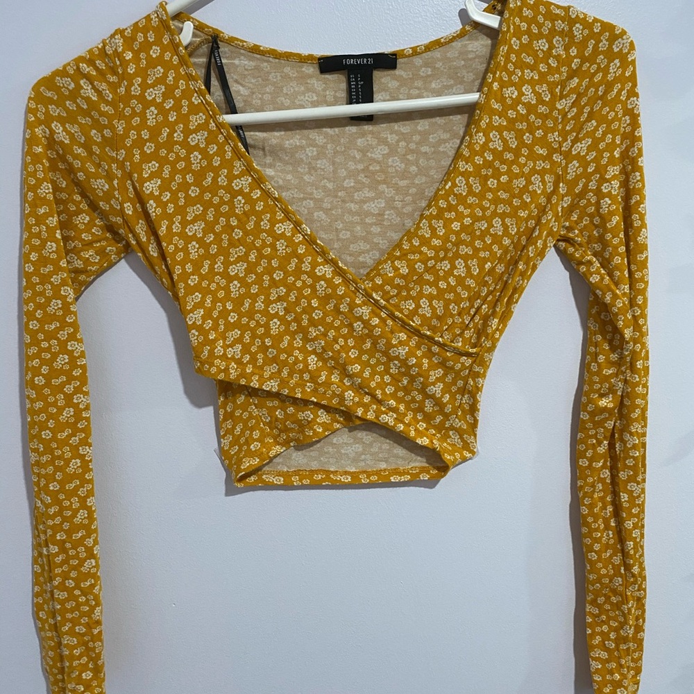 Yellow cross over crop top
